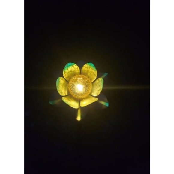 Solar Light Outdoor (2Pack), Art Crackle Globe Glass Lotus Decoration, Solar LED - Picture 1 of 2